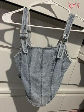 Target Light Wash Denim Corset Tank Top